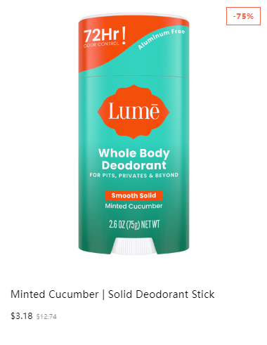 Lume Solid Deodorant - Minted Cucumber, 2.6oz