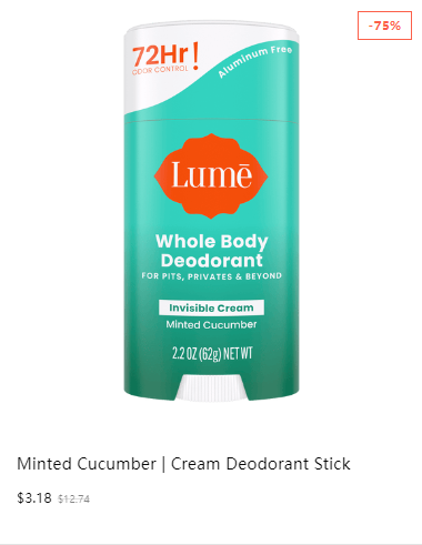 Lume Cream Deodorant, Minted Cucumber, 2.2oz