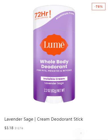 Lume Invisible Cream Deodorant, Lavender Sage, 2.2oz