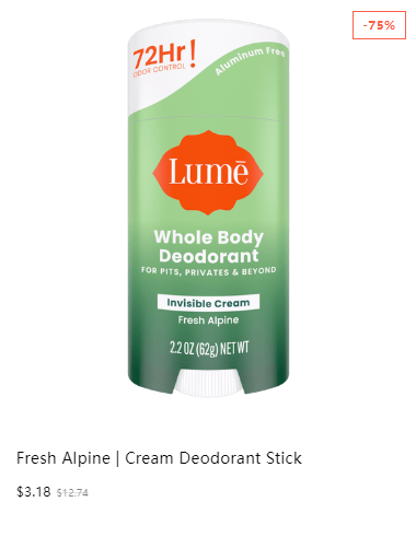Lume Invisible Cream Deodorant, Fresh Alpine, 2.2oz