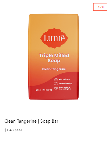 Lume Triple Milled Soap, Clean Tangerine, 5oz