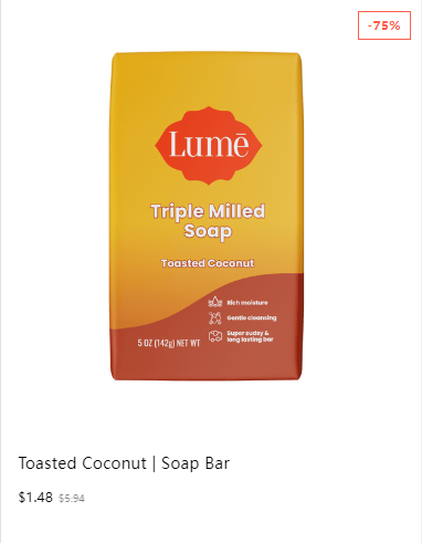 Lume Triple Milled Soap, Toasted Coconut, 5oz