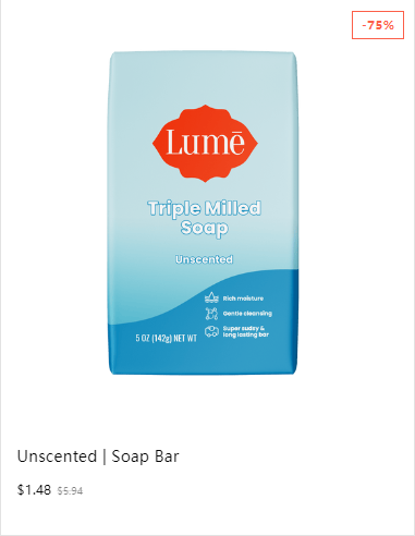 Lume Triple Milled Soap, Unscented, 5oz