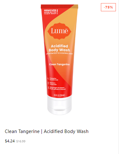 Lume Acidified Body Wash, Clean Tangerine