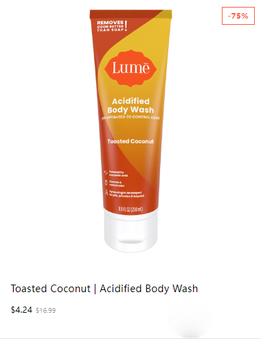 Lume Acidified Body Wash, Toasted Coconut