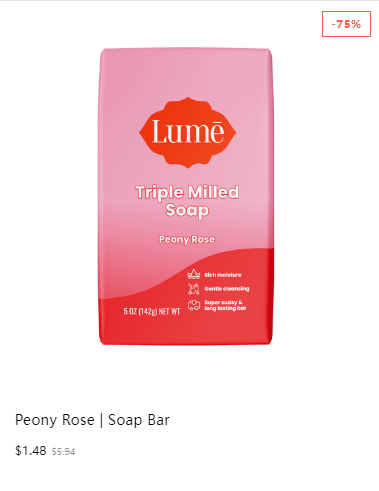 Lume Triple Milled Soap, Peony Rose, 5oz