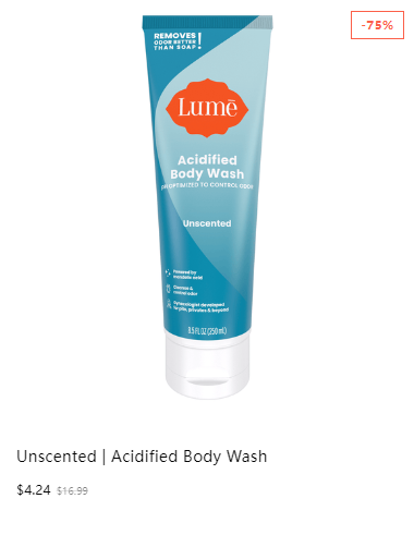 Lume Acidified Body Wash, Unscented