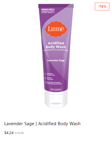 Lume Acidified Body Wash, Lavender Sage